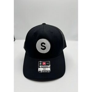 Richardson 112 Trucker Hat Black Adjustable Snapback Baseball‎ Cap with S Patch